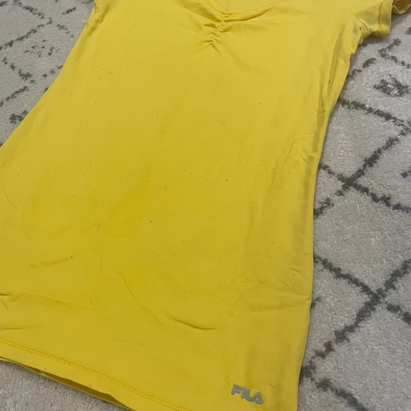 Fila bright yellow boob scrunch t shirt. - Picture 2 of 3